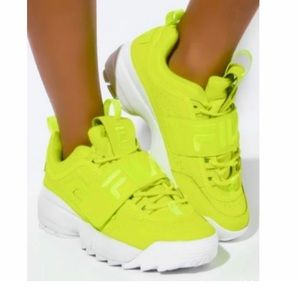 Fila chunky disruptor 2 appliqué bright lime green sneakers